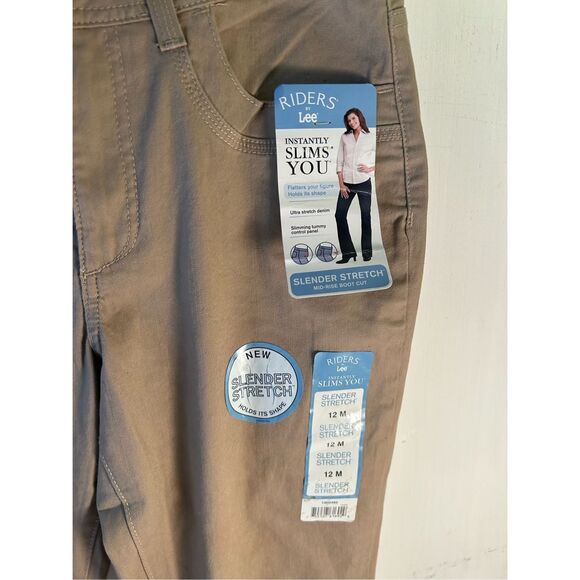 Lee Riders khaki pants slender stretch mid-rise bootcut size 12m new rn#130273 - Picture 4 of 9